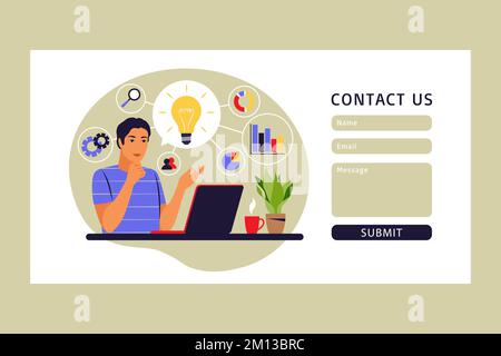Mind map concept. Business idea generation. Contact us form. Vector illustration. Flat. Stock Vector