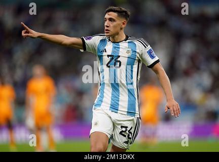 Argentina's Nahuel Molina during the FIFA World Cup Quarter-Final match at the Lusail Stadium in Lusail, Qatar. Picture date: Friday December 9, 2022. Stock Photo