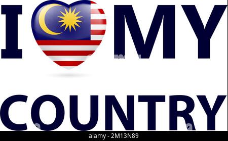 Heart with Malaysian flag colors. I Love My Country - Malaysia Stock Vector