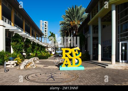 Grand Cayman, Cayman Islands, Aug 2022, view of The Paseo in Camana Bay Stock Photo