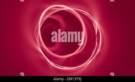 Abstract Viva Magenta PANTONE 18-1750 color of the year 2023 glowing luminous circle wormhole vortex tunnel wallpaper background. Crimson carmine red Stock Photo