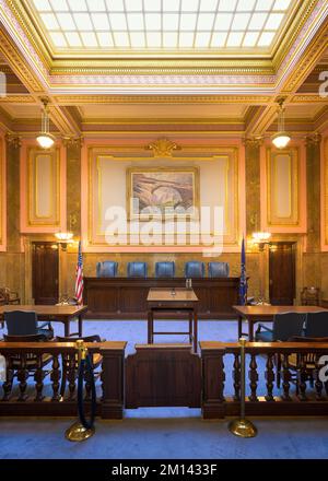 Supreme Court Chamber in the Utah State Capitol building at 350 State Street in Salt Lake City, Utah on October 20, 2022 Stock Photo