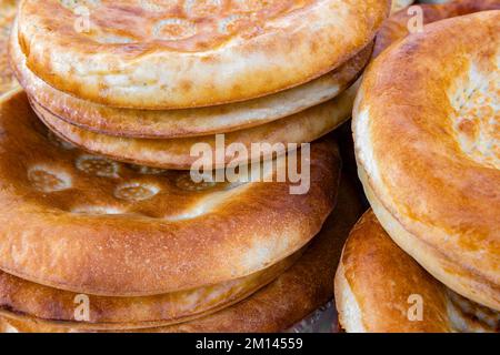 Traditional uzbek obi-non bread close up Stock Photo