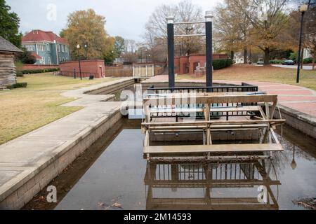 Columbus is the second largest city in Georgia, USA and has a long history. It sits on the shores of the Chattahoochee River. Stock Photo