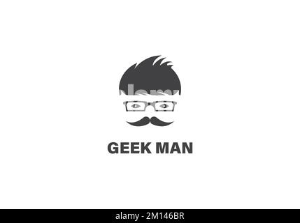 Creative Adult Geek Moustache Logo Vector Design Icon Illustration Stock Vector