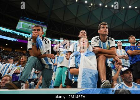 Argentina supporters gesticules before the penalties during the FIFA World Cup Qatar 2022 quarter final match between Netherlands and Argentina at Lusail Stadium on December 09, 2022 in Lusail, Qatar. (Photo by FlorenciaTan Jun/Pximages) Credit: Px Images/Alamy Live News Stock Photo