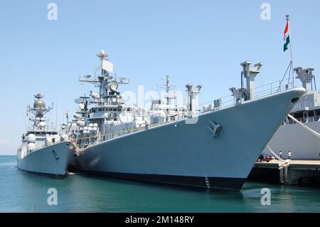 Kanagawa Prefecture, Japan - April 14, 2007: Indian Navy warships. Stock Photo