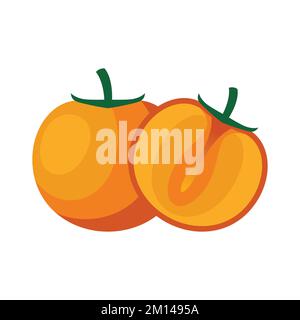 Persimmon Flat design clip art vector illustration isolated on a white background Stock Vector