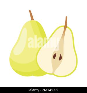 Nashi Pear Flat design clip art vector illustration isolated on a white background Stock Vector
