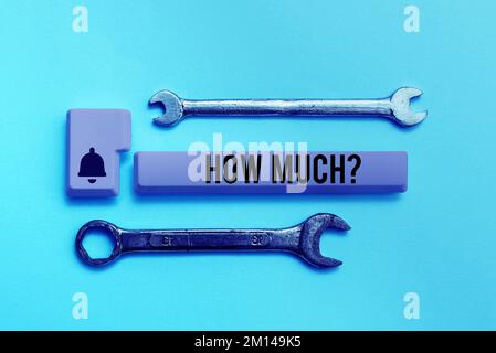 Handwriting text How Much. Conceptual photo ask about the amount or cost of something What amount or price Stock Photo