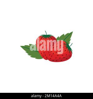 Strawberries  Flat design clip art vector illustration isolated on a white background Stock Vector