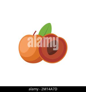 Pluot Flat design clip art vector illustration isolated on a white background Stock Vector