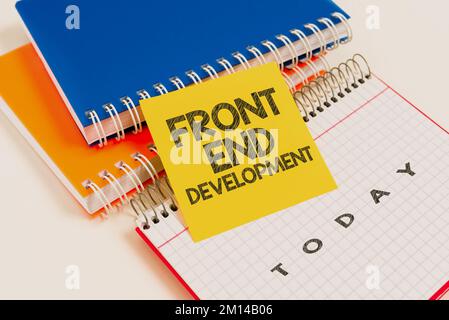 Text caption presenting Front End Development. Business approach Altering data to graphical interface for user to view Stock Photo