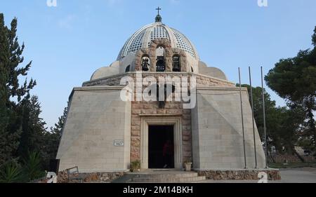 Exterior of the Shepherds' Field Chapel which according to Catholic tradition angels first announced the birth of Christ in the Palestinian town of Beit Sahour or Bayt Sahur near the West Bank town of Bethlehem in the West bank Israel Stock Photo