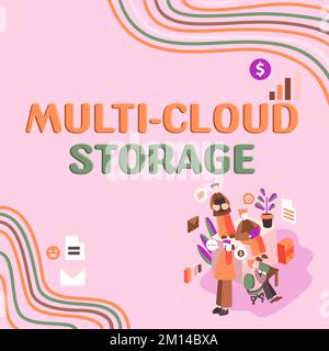 Text sign showing Multi Cloud Storage. Business overview use of multiple cloud computing and storage services Stock Photo