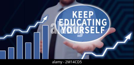 Text showing inspiration Keep Educating Yourself. Internet Concept dont stop studying Improve yourself using Courses Stock Photo