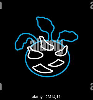 Kohlrabi or German Turnip isolated vector on black background icon. Vegetable sign. Graph symbol for food and drinks web site, apps design, mobile app Stock Vector