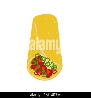 Mexican food burrito illustration isolated on white background Stock Vector