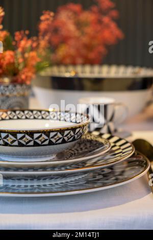 oriental designed luxury dinner plates Stock Photo