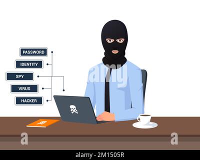 Anonymous Hacker Spy and Data Theft Concept Premium Vector Stock Vector