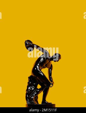 Discobolus, 3d rendering of a public domain statue in pastel colors ...