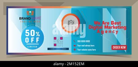 Digital marketing Facebook cover page design, corporate business marketing web banner template Stock Vector