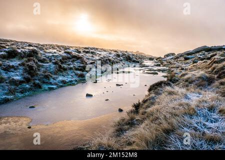 Winter on the Kinder Scout plateau in the Peak District National Park,UK Stock Photo