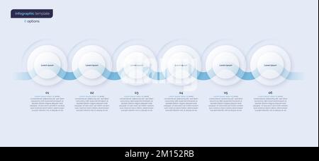 Vector minimalistic infographic template composed of 6 circles Stock Vector
