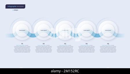 Vector minimalistic infographic template composed of 5 circles Stock Vector