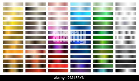 Metal and Color Gradient Collection of Swatches Stock Vector