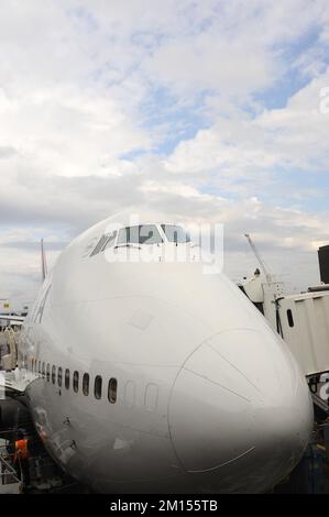 NEW-YORK - OCT 01: Close-up shot of Boeing 747 airplane on October 01, 2011 in New York, USA. Delta Air Lines is one of the major American airlines th Stock Photo