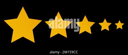 Five stars on a dark line customer product rating on the white background Stock Vector