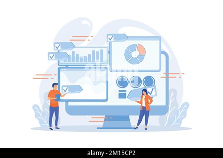 Digital PR agency increase online presence. PR strategy, natural link acquisition and domain authority, brand awareness and keyword rankings concept. Stock Vector