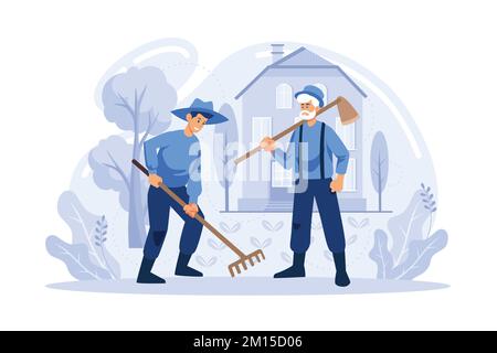 Ecological farming. Natural farming, free run chicken and eggs, grass fed beef, sustainable agriculture, food labeling, flat vector modern illustratio Stock Vector