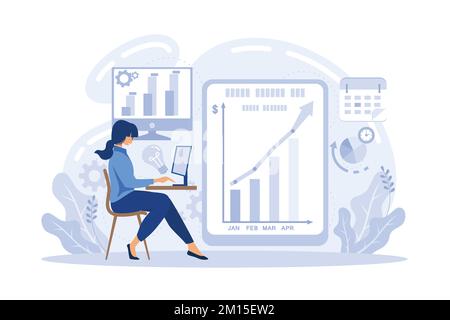Business intelligence experts transform data into useful information. Business intelligence, business analysis, IT management tools concept. flat vect Stock Vector