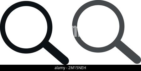 Simple small magnifying glass icon. Black, flat icon. Isolated on white  Stock Vector