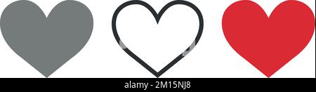 Different heart icons. Set. Simple heart shape objects. Vector art Stock Vector