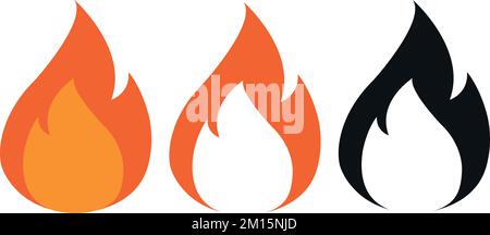 Fire icon set. Flame. Simple flat design. Vector art Stock Vector