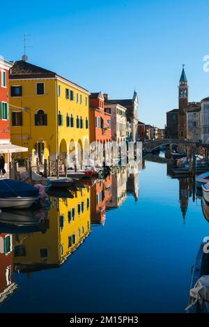 Chioggia Italy, view in summer of the Canal Vena in the scenic Venetian fishing port of Chioggia, Veneto, Italy Stock Photo