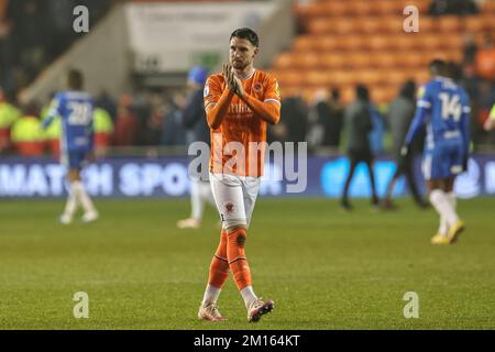 Blackpool, UK. 10th Dec, 2022. James Husband #3 of Blackpool applauds the fansduring the Sky Bet Championship match Blackpool vs Birmingham City at Bloomfield Road, Blackpool, United Kingdom, 10th December 2022 (Photo by Mark Cosgrove/News Images) in Blackpool, United Kingdom on 12/10/2022. (Photo by Mark Cosgrove/News Images/Sipa USA) Credit: Sipa USA/Alamy Live News Stock Photo