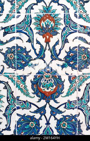 Unique Turkish Iznik tile of Topkapi Palace in Istanbul, Turkey. Stock Photo