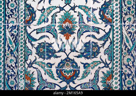 Unique Handmade Iznik tiles of Topkapi Palace in Istanbul, Turkey. Stock Photo
