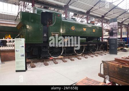 Hawksworth Pannier Tank engine, a shunter, preserved at Swindon steam railway museum Stock Photo