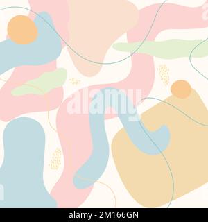Abstract background. Pastel colors. Various abstract shapes. Smooth lines and shapes. Vector art Stock Vector