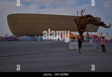 Lusail Stadium (80,000-seats)  in Lusail where the FIFA World Cup Qatar 2022 final will be staged, Daylight view with clouds in the sky in back ground Stock Photo