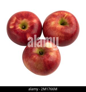 pile of fresh red apples isolated on white background, ripe organic fruits Stock Photo