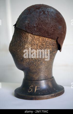 Lock & Co. Hatters , Hat wooden mannequin used by Sylvia Fletcher, chief milliner at Lock & Co, London ,United Kingdom Stock Photo