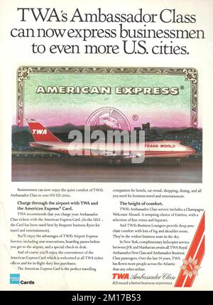 TWA vintage magazine advertisement TWA Ambassador Class advert Stock Photo