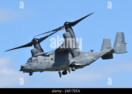 Tokyo, Japan - May 22, 2022: United States Air Force Bell Boeing CV-22B Osprey tiltrotor military transport aircraft. Stock Photo