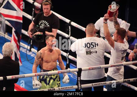 Leeds, UK. 11th Dec, 2022. First Direct Arena Leeds, Leeds, West Yorkshire, 10th December 2022. Josh Warrington during the Josh Warrington vs Luis Alberto Lopez fight for the IBF World Featherweight Title. Credit: Touchlinepics/Alamy Live News Stock Photo